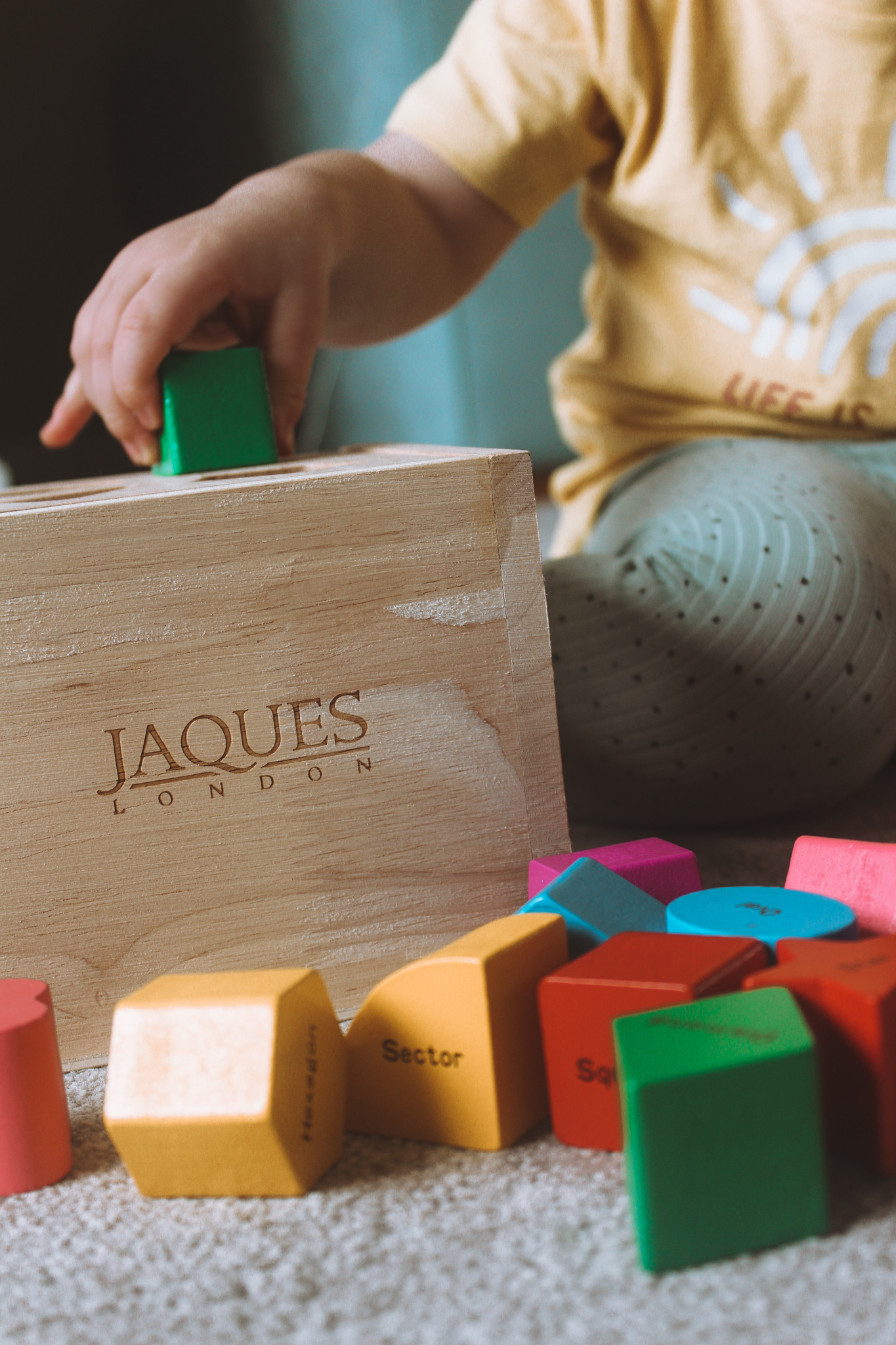 close up of jaques of london wooden toys